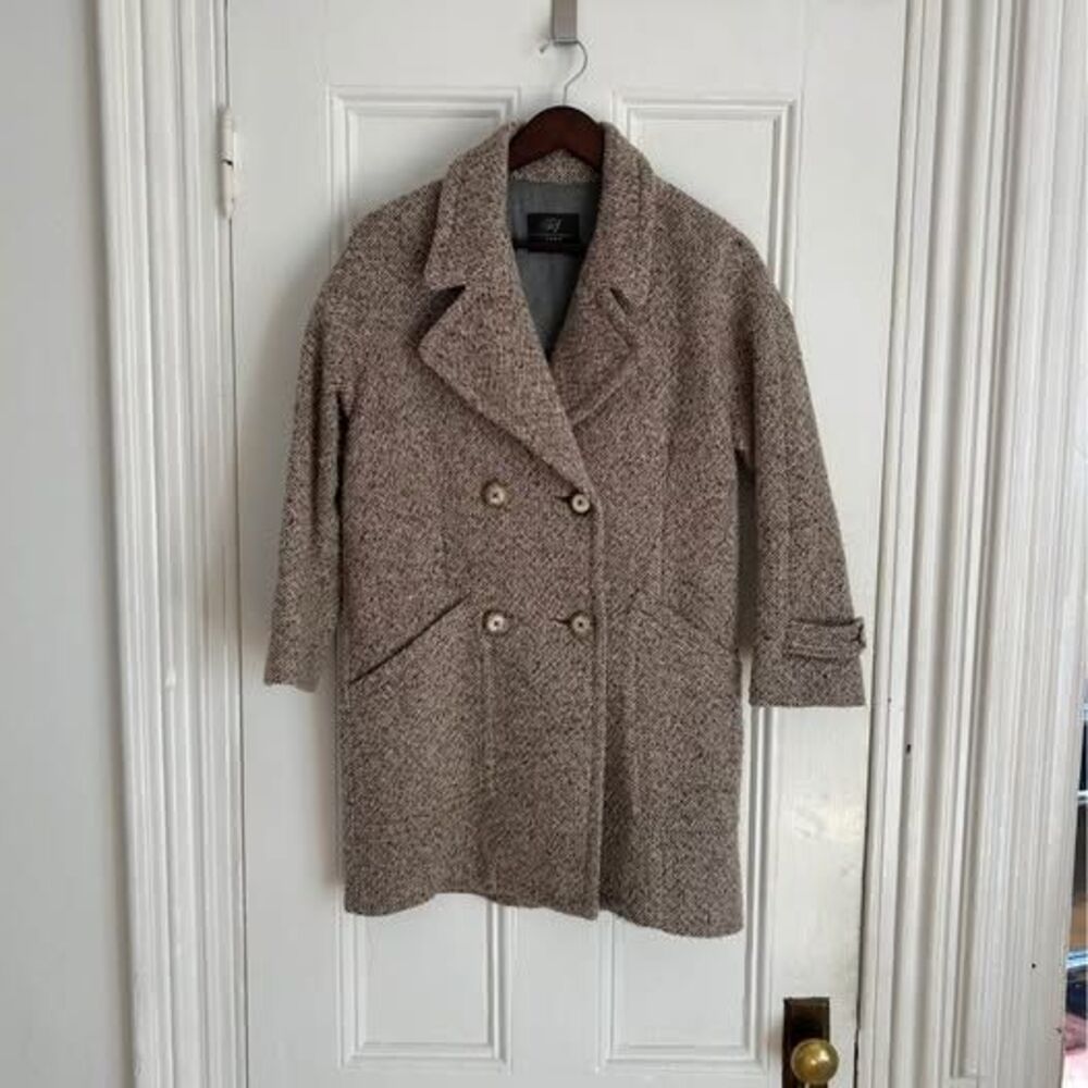 The Zara TRF double-breasted Tweed Wool Coat
